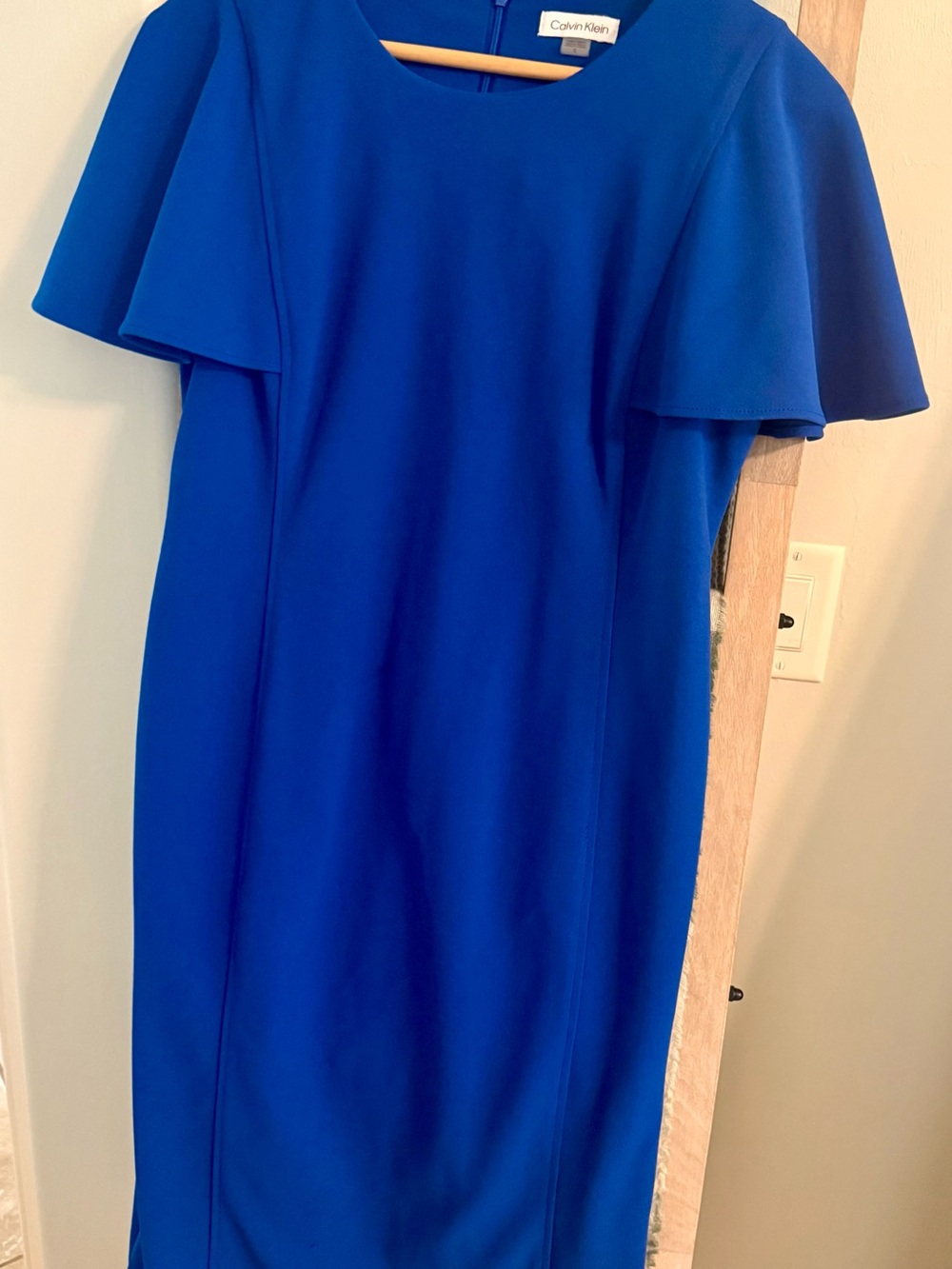 Calvin Klein Cobalt Blue Cape Sleeve Sheath Dress Size 12